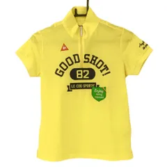 ★特価★ルコック 半袖ハイネックシャツ イエロー×ネイビー ハーフジップ ロゴ刺しゅう  レディース M ゴルフウェア le coq sportif