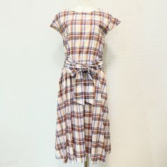 美品 YAECA チェック ワンピース M 日本製 綿 たっぷりタック ヤエカ 