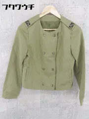 ◇ オンワード樫山 リネン混 長袖 ジップアップ ジャケット サイズM カーキ レディース 【中古】 【1002800529056】
