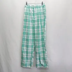 ◇ PAGEBOY ページボーイ チェック柄 カジュアル ウエスト一部ゴム ワイドパンツ サイズF グリーン ホワイト レディース E  【1404240026421】のサムネイル