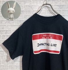 GILDAN ギルダン【半袖Tシャツ　IMPACTING LIVES　コットン　古着　黒】Mサイズ