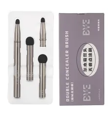 AMORTALS  ポイントメイクアップブラシ　コンシーラーブラシ　ダブルエンド　１本+3個　メイクブラシ　持ち転びよい　替えヘッドおまけ付き