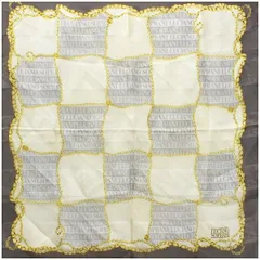 ルチアーノ ソプラーニ シルク ミニスカーフ オフホワイト×グレー 中古