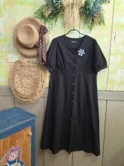 ブラックリネンドレス