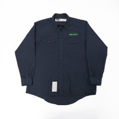 【USA製】Bulwark ブルワーク 長袖 ワークシャツ ワッペン ネイビー XL