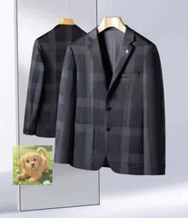 人気品高品質 ウール混 テーラードジャケット メンズ 格子柄 スーツジャケット 紳士 厚手 秋冬 ビジネス カジュアル ブレザー/グレー