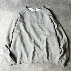00s NIKE ワンポイント スモール スウォッシュ ロゴ刺繍 スウェット トレーナー / 00年代 ナイキ オールド 霜降り グレー スウッシュ 無地
