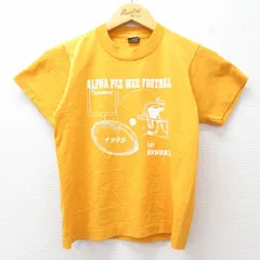 古着 フルーツオブザルーム 半袖 ビンテージ Tシャツ キッズ ボーイズ 子供服 90s アメフト クルーネック 黄 イエロー 25aug04