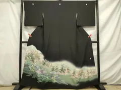 平和屋着物■十日町友禅作家　阿部佳雪　黒留袖　風景文　暈し染め　正絹　逸品　DAAR3439zy
