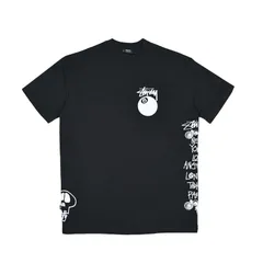 STUSSY ステューシー Tシャツ TEST STRIKE HW SS TEE (テスト ストライク ショートスリーブ T) トップス ロゴ プリント コットン カジュアル スケーター アウトドア 半袖 半袖Tシャツ 黒 ブラック ST0G0424