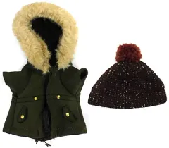 【中古】ぬいぐるみ モッズコート＆ニット帽(カーキ) ぬいぐるみ専用コスチューム 「ディズニー」 ディズニーストア限定