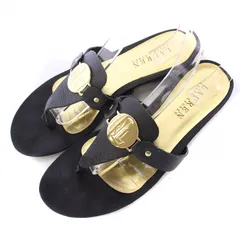 ローレンラルフローレン LAUREN RALPH LAUREN KALANA トングサンダル ビーチサンダル レザー ロゴ 装飾 9.5 26.5cm 黒 ブラック ゴールド /BBのサムネイル