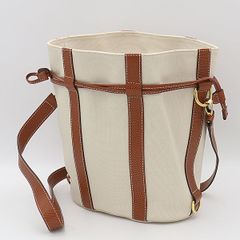 &MyuQ 2WAY バケツバッグキャンバスブラウン ショルダーバッグPlage 