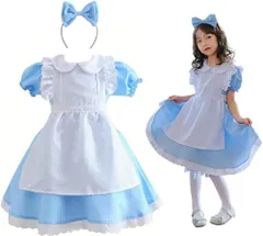 不思議の国のアリス風 コスプレ メイド服 子供 ハロウィン 衣装 女の子 ワンピース エプロン  130130P_1