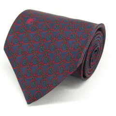 ピエールカルダン ブランド ネクタイ シルク 格子柄 総柄 PO メンズ ネイビー Pierre Cardin 【中古】