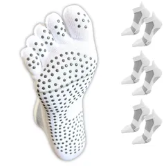 [CocoFill] 五本指ソックス 滑り止め靴下 25cm～27cm ホワイト 3足セット くるぶし丈 スポーツ ランニング フィットネス 90日保証 [ホワイト 25cm-27cm] [25.0 cm]