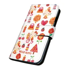 サンリオ 正規品 ハローキティ iPhone 15 Pro ケース 手帳型 スマホケース [デザイン:10.レッドのアイテムPT/マグネットハンドあり] SANRIO キティ iphone15pro アイフォン15 プロ アイホン15 ip15p
