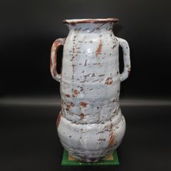 ★陶器 美濃焼 鉄釉 鼠志野 花器 花生 花瓶 飾壺 ≪手作り≫ type-C