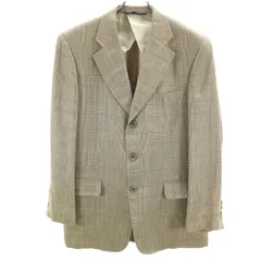 PAUL STUART ポールスチュアート リネン チェック柄 テーラードジャケット AB4 ベージュ メンズ 古着