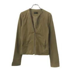 ダブリン ノーカラー ラム レザージャケット グリーン系 DOUBLE ｎ レディース 古着 【240305】