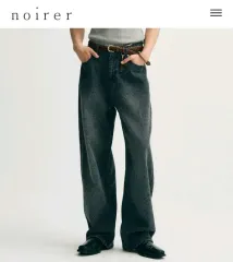 NOIRER(ノイア) ダメージ ストライプ デニム 黒