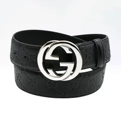 新品 グッチ GUCCI ベルト GGレザー 新品 グッチシマ インターロッキングG バックル ブラック 411924 CWC1N 1000