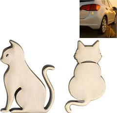 coco plaza 車用 猫 エンブレム ステッカー 3D 金属製 2個セット 防水 シール デカール カーステッカー かわいい おしゃれ 猫シルエット バイク アクセサリー(ブロンズ)