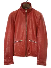DOLCE&GABBANA ドルチェ＆ガッバーナ 14AW ジップアップディアスキンレザージャケット レッド 44のサムネイル
