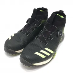 【美品】アディダス ゴルフシューズ 黒×グリーン EE9105 コードカオス BOA ダイヤル式  メンズ 26.0 ゴルフウェア adidas