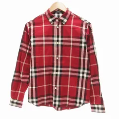 バーバリー ロンドン BURBERRY LONDON シャツ 長袖 チェック柄 胸ポケット 男の子 160A 赤 レッド /JS IBO63