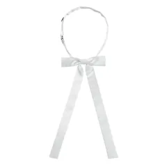 Allegra K スクールリボン 制服リボン リボンタイ 無地 ネクタイ ボウタイ 蝶ネクタイ 高校生 制服 ホワイト