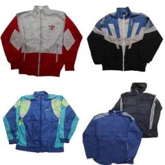 【B品】古着卸 まとめ売り アディダス オールド ジャケット 5枚セット (メンズ S ) 70's 80's 万国旗タグ マルチカラー 中古 古着 NC4307