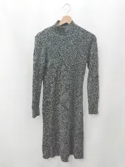 ◇ ⊇ UNIQLO ユニクロ ニット総柄 長袖 ロング ニットワンピース サイズ4 ブラック系 レディース E  【1506130013839】