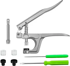 JUTOSU ハンディプレス セット ハンドプレス プラスナップ スタータ スナップペンチ プライヤー ハンドプライヤー 工具セット ピンセット T8 T5 T3に対応 手芸 裁縫用 DIY スナップ ボタン ピンク シルバーグレー (シルバー)