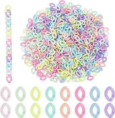 PH PandaHall 800個 8色 チェーンリング アクリル プラスチックチェーン カラフル リンク( カラフル)