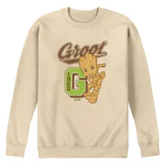【送料無料】 マーベル メンズ Tシャツ トップス Men's Marvel Guardians Of The Galaxy Groot Collegiate Crew Fleece Sweatshirt Cream