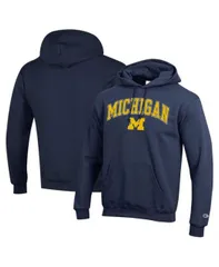 【送料無料】 チャンピオン メンズ パーカー・スウェット アウター Men's Navy Michigan Wolverines Arched Logo Fleece Pullover Hoodie Navy