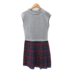 クミキョク 組曲 KUMIKYOKU ノースリーブワンピース ひざ丈 切替 チェック柄 2 マルチカラー グレー /YK24 
