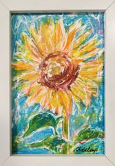 チョビベリー作 「太陽のヒマワリ」水彩色鉛筆画 ポストカード