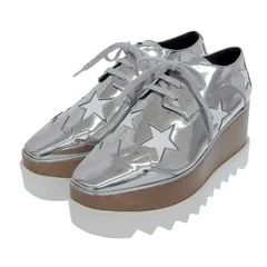極美品▲Stella McCartney ステラマッカートニー 363998 エリス プラットフォーム スター シューズ シルバー 37.5 箱・保存袋付き イタリア製 レディース
