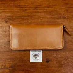 長財布 本革 ブライドルレザー ラウンドファスナー メンズ ヌメ革 手縫い