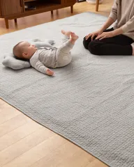 Color:02)グレー_Size:03)マルチカバーL(200×250cm)_PatternName:01)マルチカバー ナイスデイ mofua(モフア) イブル マルチカバー キルティングマット グレー L (200×250cm) 綿100% cloud柄