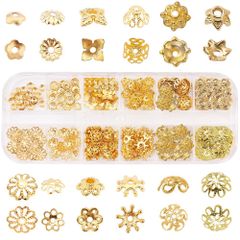 ビーズキャップ ビーズキャップ ビーズカバー ビーズキャップ 花座金 DIY用 チベット風 花状 金色 アクセサリーパーツ チャーム ビーズ ビーズ フラワー 割れ隠し スペーサービーズ 光沢感 手芸用品 透かしパーツ 透かしキャップ 手作り 菊座 花形 座金