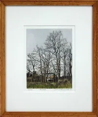 版画（エッチング）岡本省吾／山路　20/120 額装 版画（エッチング）岡本省吾／山路 20/120 額装 - メルカリ