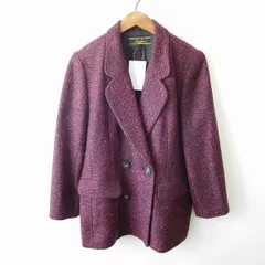 #wnc レリアン Leilian ジャケット 7 黒 ピンク 紫 ツイード ダブルボタン レディース [858849]