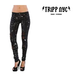 TRIPP NYC スカル ペイント加工 クラッシュ ストレッチ スキニーパンツ 