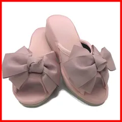 【早発送】ヒールスリッパ レディース 室内 軽量 静音 おしゃれ 4cm 美脚 STL サテン リボン