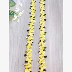 花モチーフケミカルレース   イエロー   2m   ハンドメイド   飾り付け   縫い付け   手芸