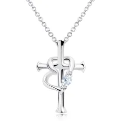 [シアーズ] ネックレス クロス ハート ダイヤ&誕生石 シルバー ブルートパーズ(11月) p5257-11