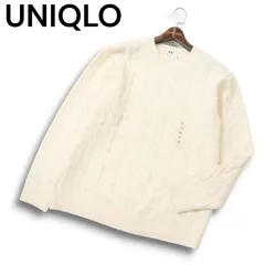 新品 23AW★ UNIQLO ユニクロ ウール混 スフレヤーン ケーブル クルーネック ニット セーター Sz.XL メンズ 大きいサイズ